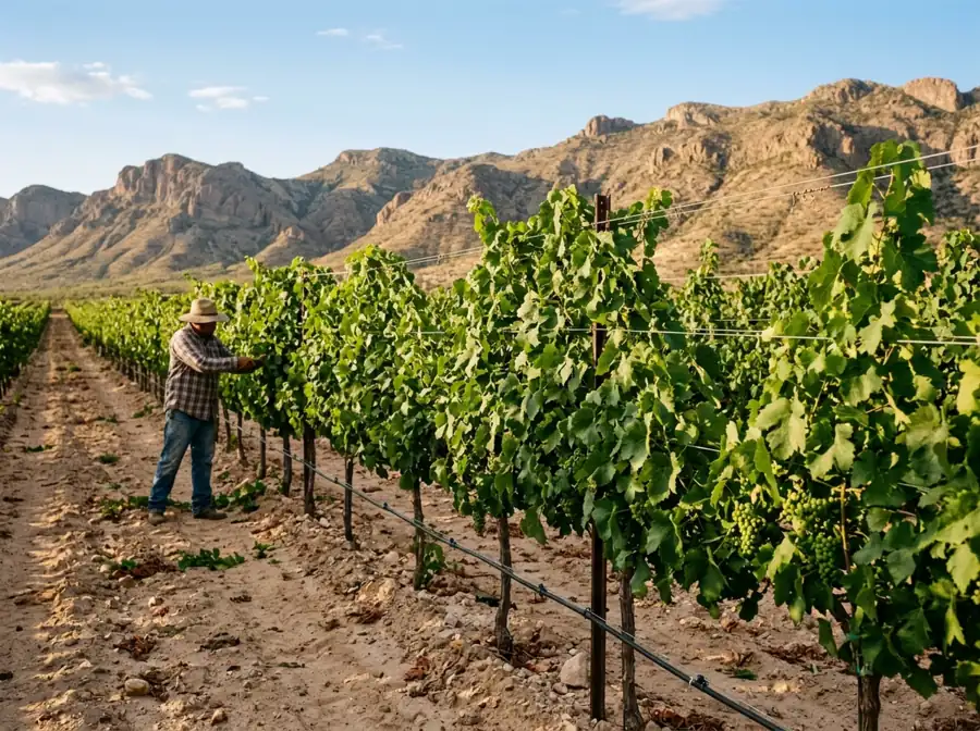 Viñedo con riego por goteo en el norte de México, cultivo para el que se formula Vid Boost